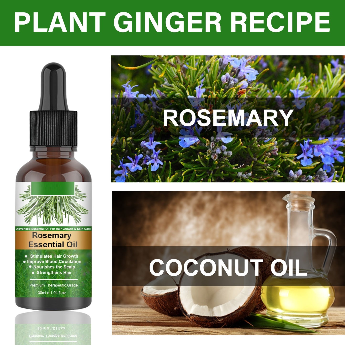 Rosemary Essential Oil for Hair Growth - 100% Pure Anti-Loss Treatment